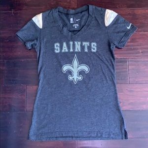 New Orleans Saints Nike Charcoal Grey V Neck Tee